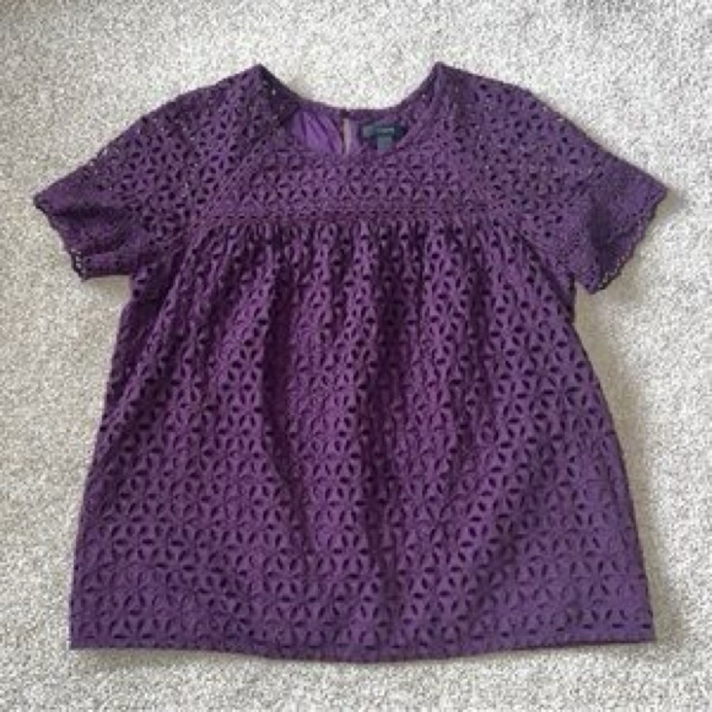 J. Crew - Purple Eyelet Women's Top size 6 - Picture 8 of 11